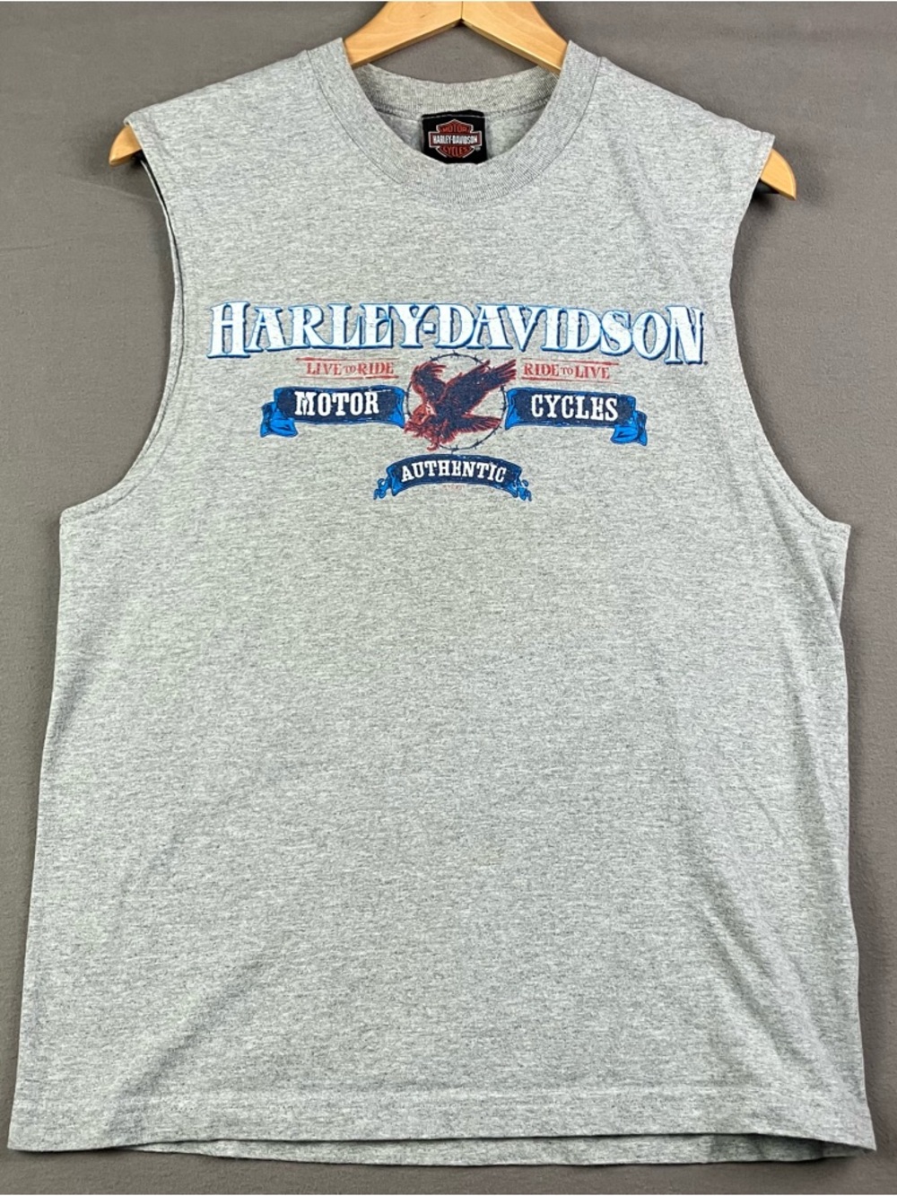 Harley Davidson Men’s Tank Top Size M Graphic Shirt Gray Man Of War Kentucky